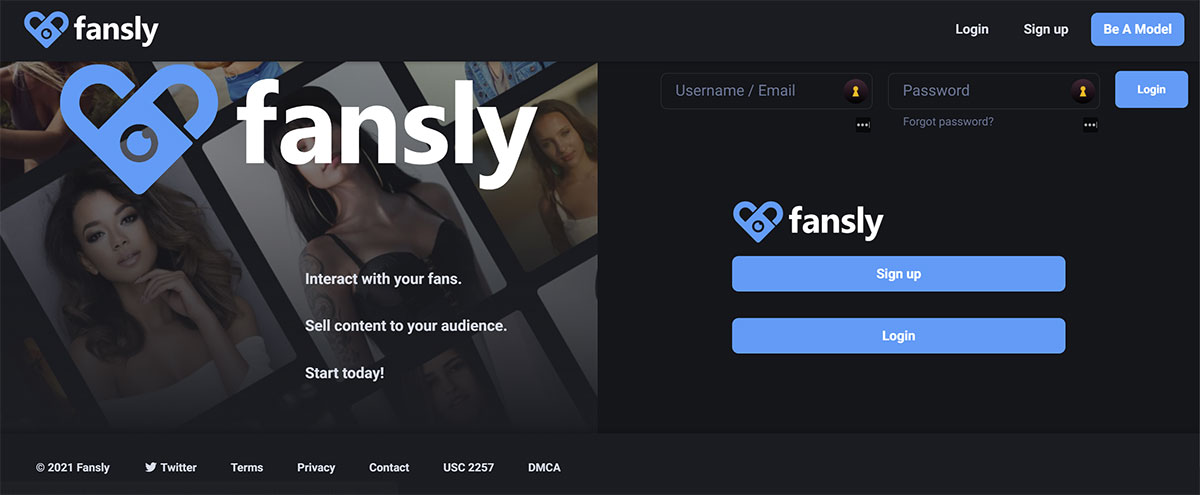 Fansly Homepage