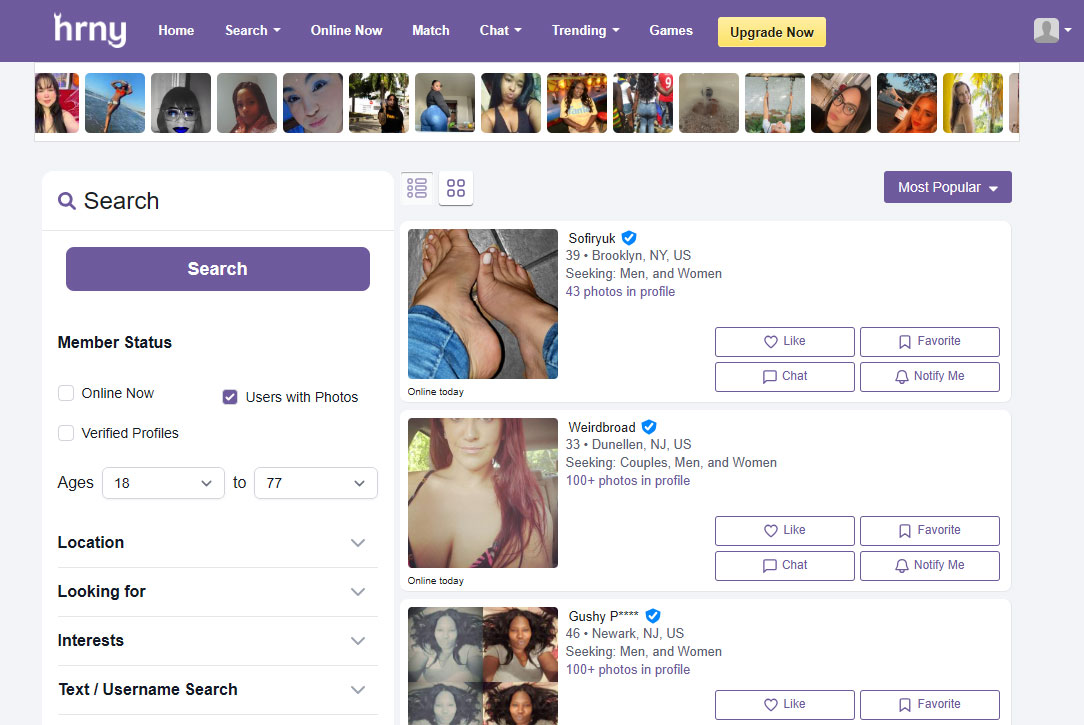Hrny App Search